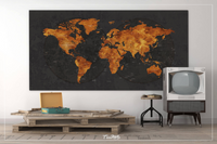 World Map CANVAS Print Extra Large Copper World Art Push Pin Travel Map Rustic World Map Antiques Map Art Wanderlust Pushpin Trawel Map-1236 - CocoMilla