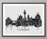 Florence Skyline, Florence City, Florence Watercolor Print, Italy Art Print, Wedding Gift, Travel Wall Decor, Gothic Decor, Wall Hanging-906 - CocoMilla
