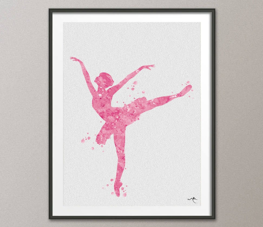 Ballerina Pink 3 Watercolor Print Fine Art Print Dance Children's Nursery Decor Kids Room Princess For Girl Wall Art Wall Hanging [No 763] - CocoMilla