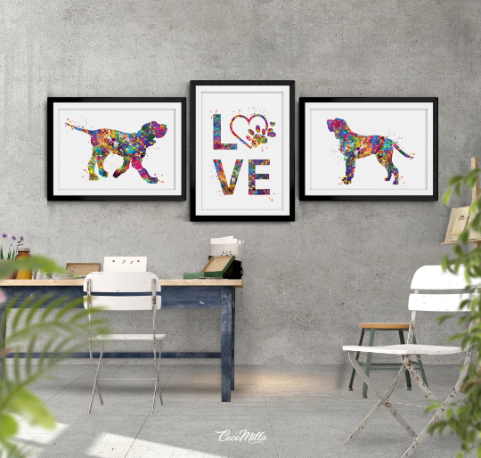 Italian Spinone Watercolor Print Set Dog Art Animal Poster Spinone Italiano Doglover Gift Dog Lover Spinone Gift Poster Wall Hanging-1591 - CocoMilla