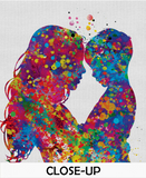 Mother and Son Watercolor Print Parent Gift Family Mother and Children Mother and Kids Mum Baby Shower Mom Poster Nursery Wall Art-394 - CocoMilla