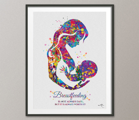 Breastfeeding Mother Quote Watercolor Print Mom Newborn Doula Pregnancy Obstetrician Nursing Baby Shower New Mum Clinic Midwife Gift-1585 - CocoMilla
