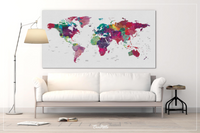 World Map Push Pin, Large world map, Decorative Push Pins, Abstract World Map, Travel Gift, Wall Decor, Worldmap poster, Christmas Gift-1069 - CocoMilla