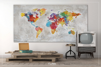 Push Pin World Map, Extra Large World Map, Canvas Print, Push Pin Travel Map, Rustic World Map, Wall Hanging, Wanderlust, Travel Love-858 - CocoMilla