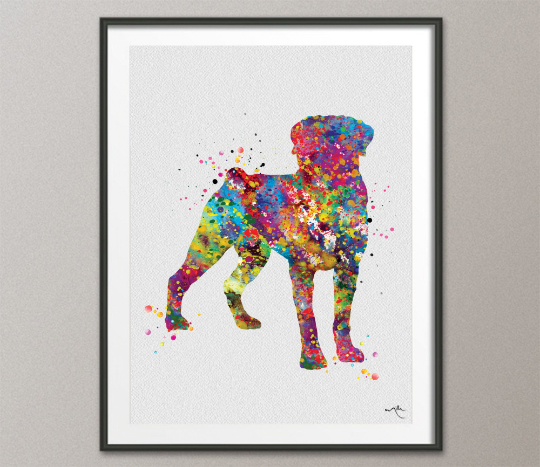 Rottweiler Dog Colored Watercolor Print Rottweiler Poster Gift Doglover Puppy Friend Security Dog Bodyguard Animal Dog Poster Dog Art-1506 - CocoMilla