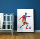 Soccer Player Set of 3 Watercolor Print Soccer Football Man Boy Sports Fan Gift Nursery Dorm Room Sport Poster Gift Wall Art Wall Decor-1880