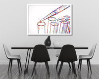 Test Tubes and Pipette Watercolor Print Chemistry Phlebotomist Medical Art Laboratory Sicence Art CANVAS Doctor Office Clinic Wall Art-1765